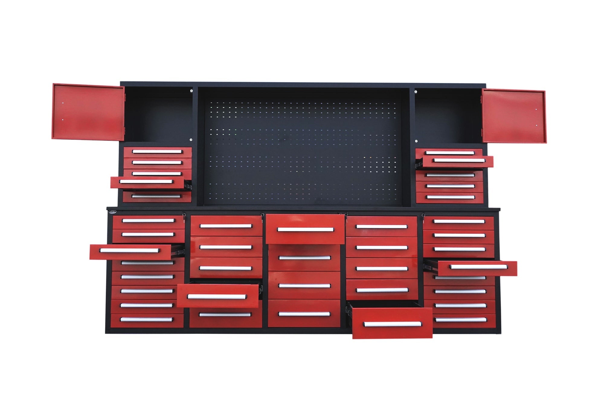 10' Storage Cabinet with Workbench (40 Drawers & 2 Cabinets)#color_red