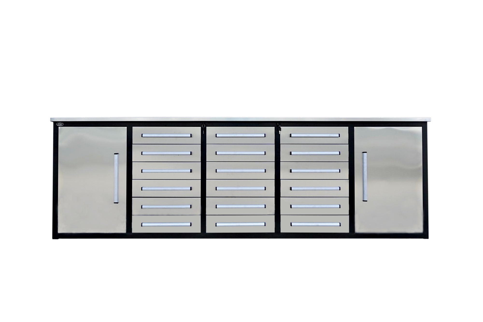 10ft Storage Cabinet with 18 Drawers#color_silver