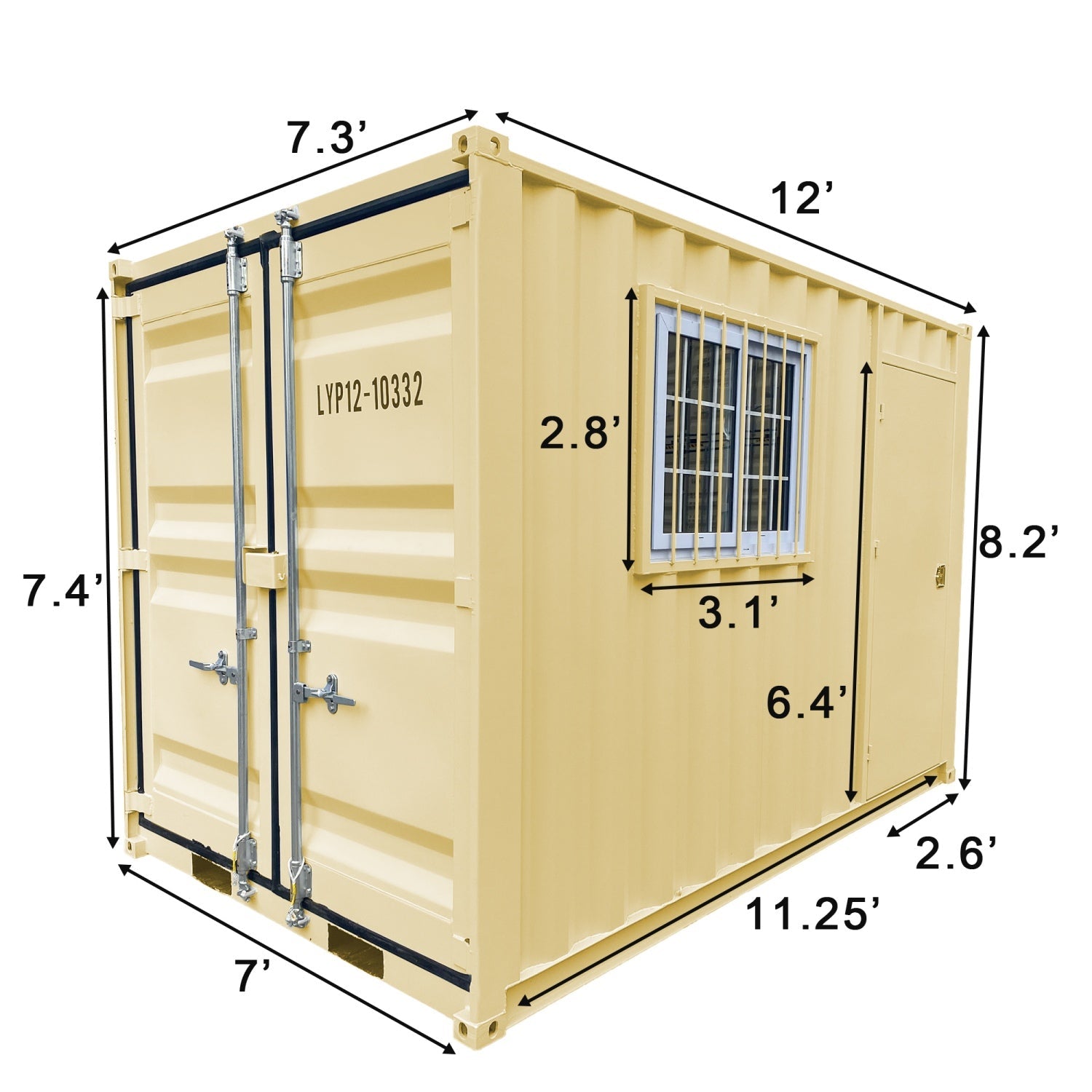 12' Small Cubic Shipping Container#style_standard door