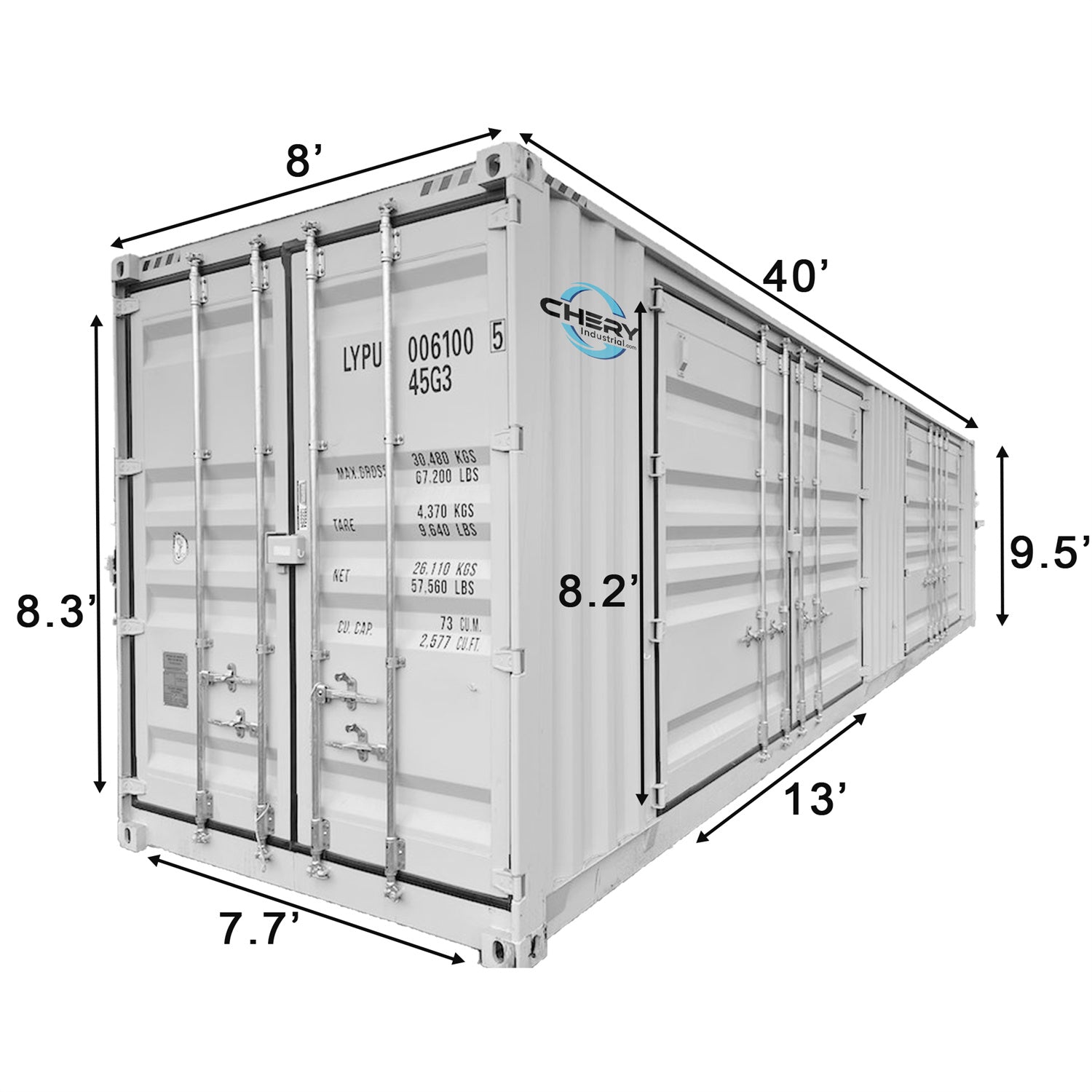 40ft High Cube Two Multi Doors Container with Logo#color_light grey