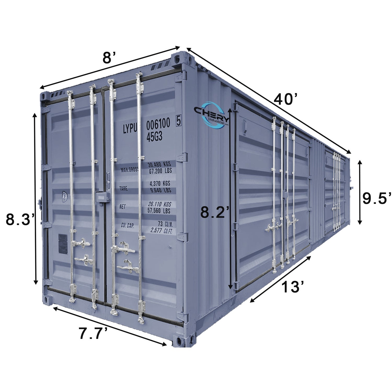 40ft High Cube Two Multi Doors Container with Logo#color_grey