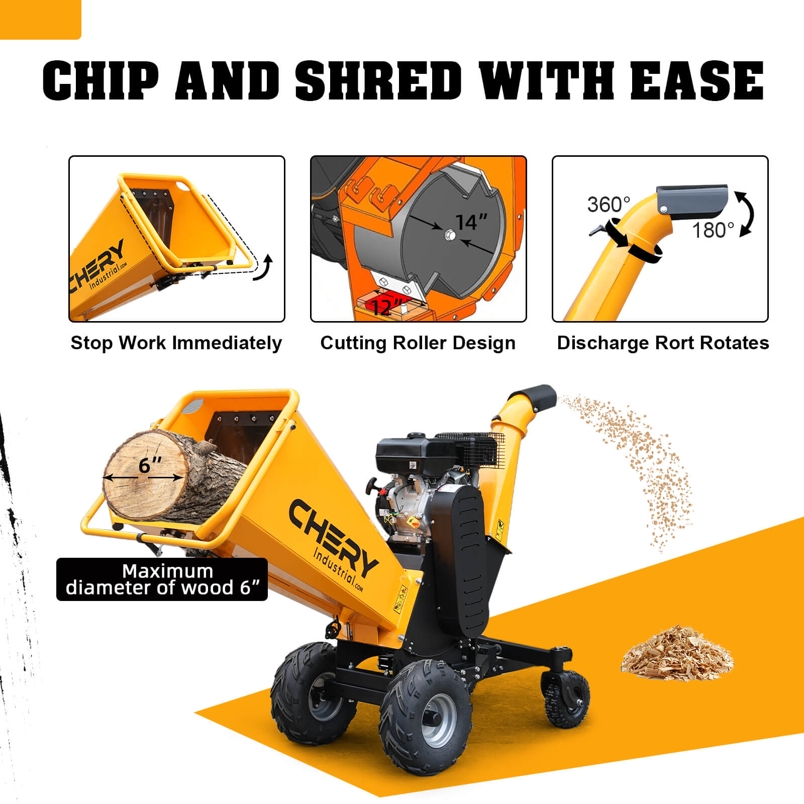 6" 15 HP 420cc Chipper Shredder