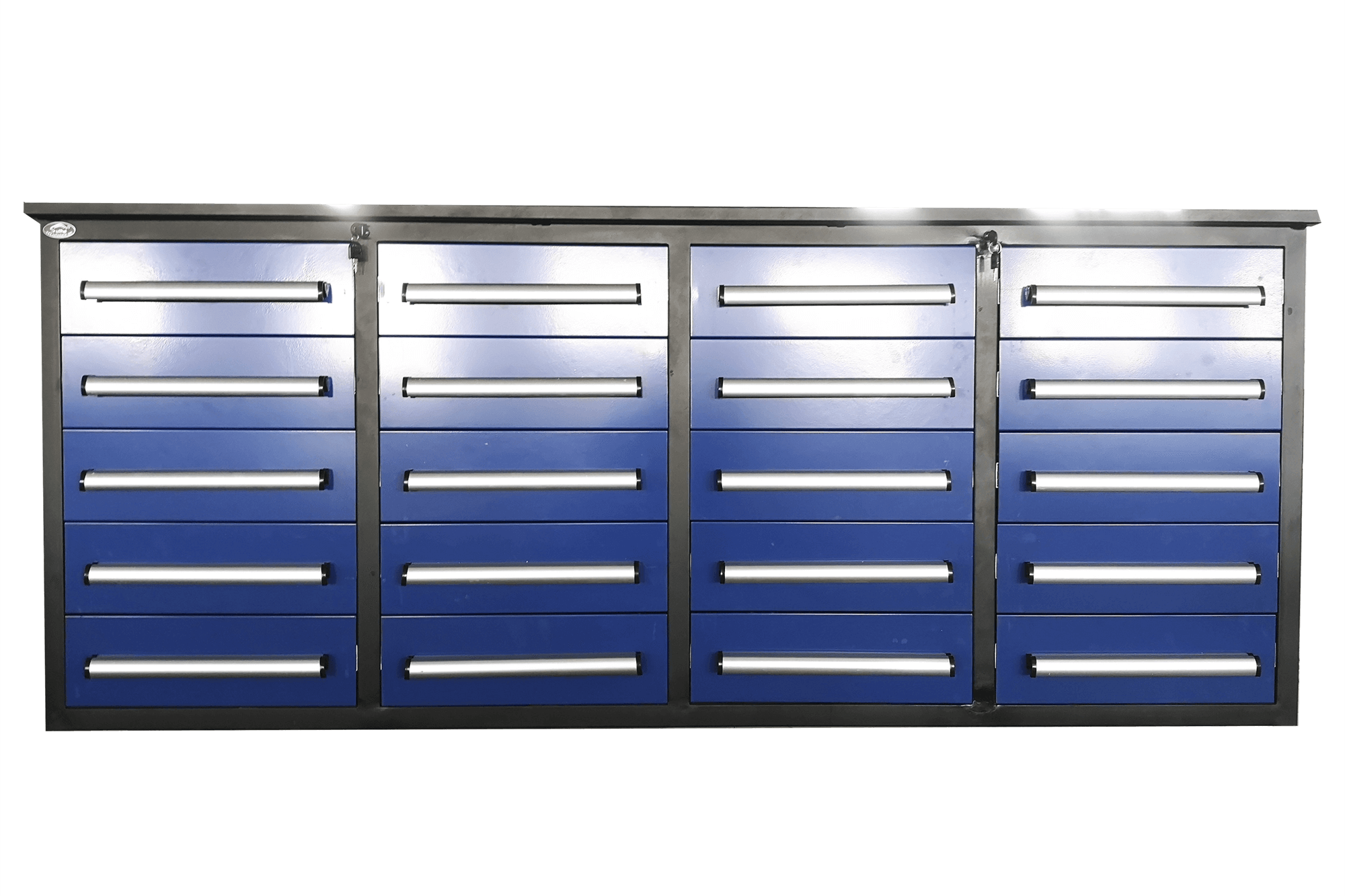 7' Garage Storage Cabinets with Workbench (20 Drawers)#color_blue