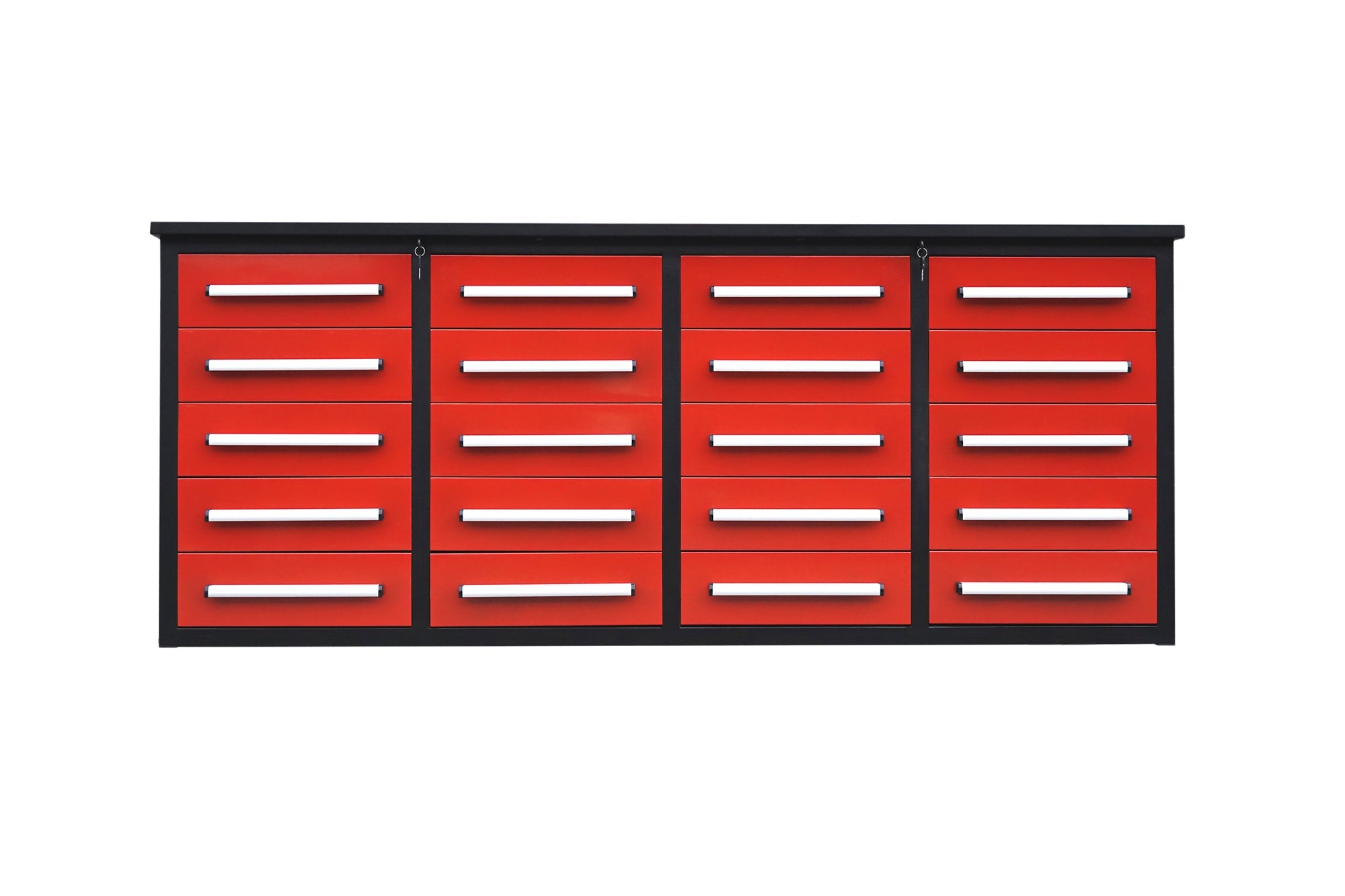 7ft Garage Storage Cabinets with Workbench_20Drawers_#color_red