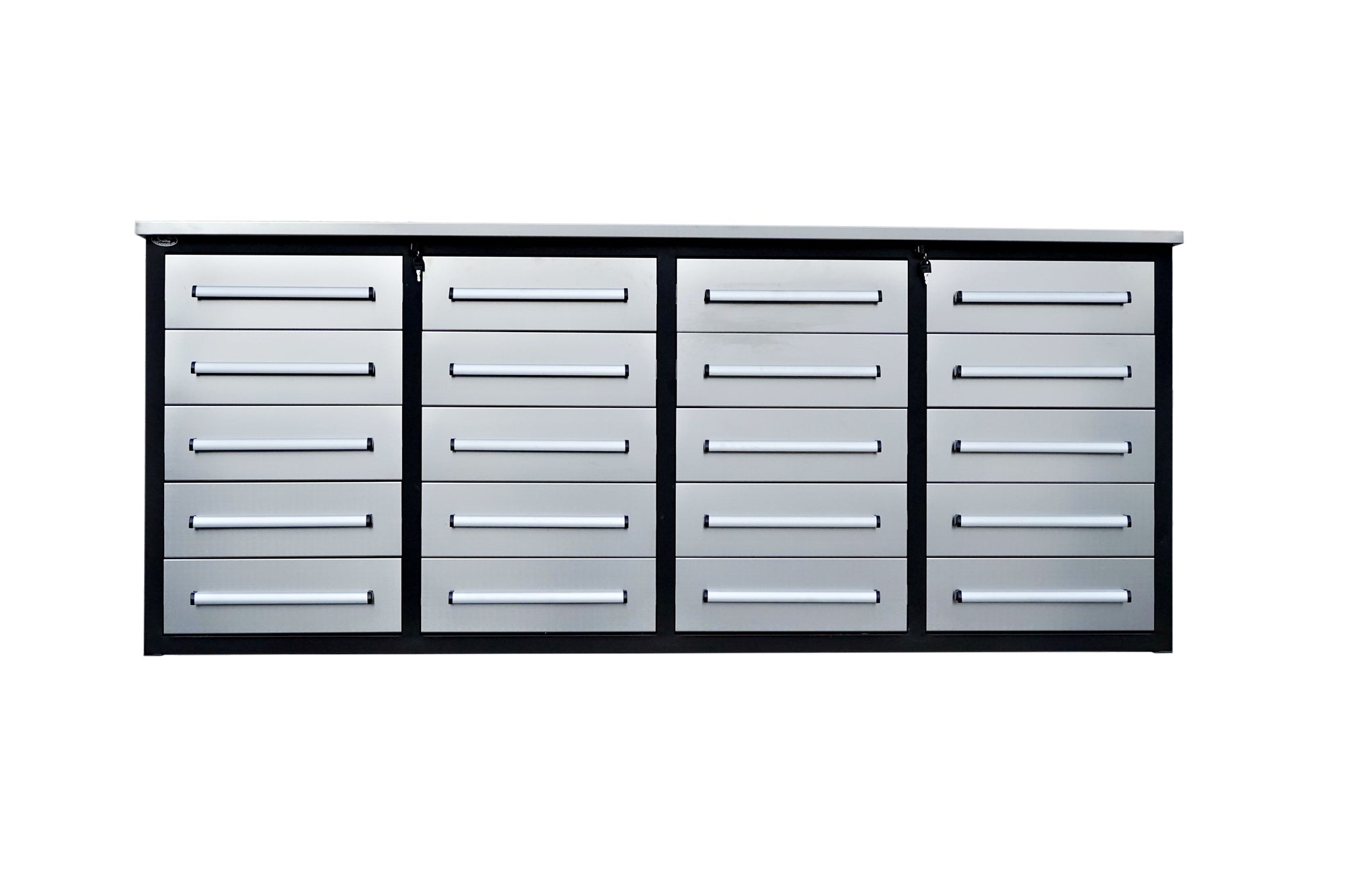 7ft Garage Storage Cabinets with Workbench_20Drawers_#color_silver