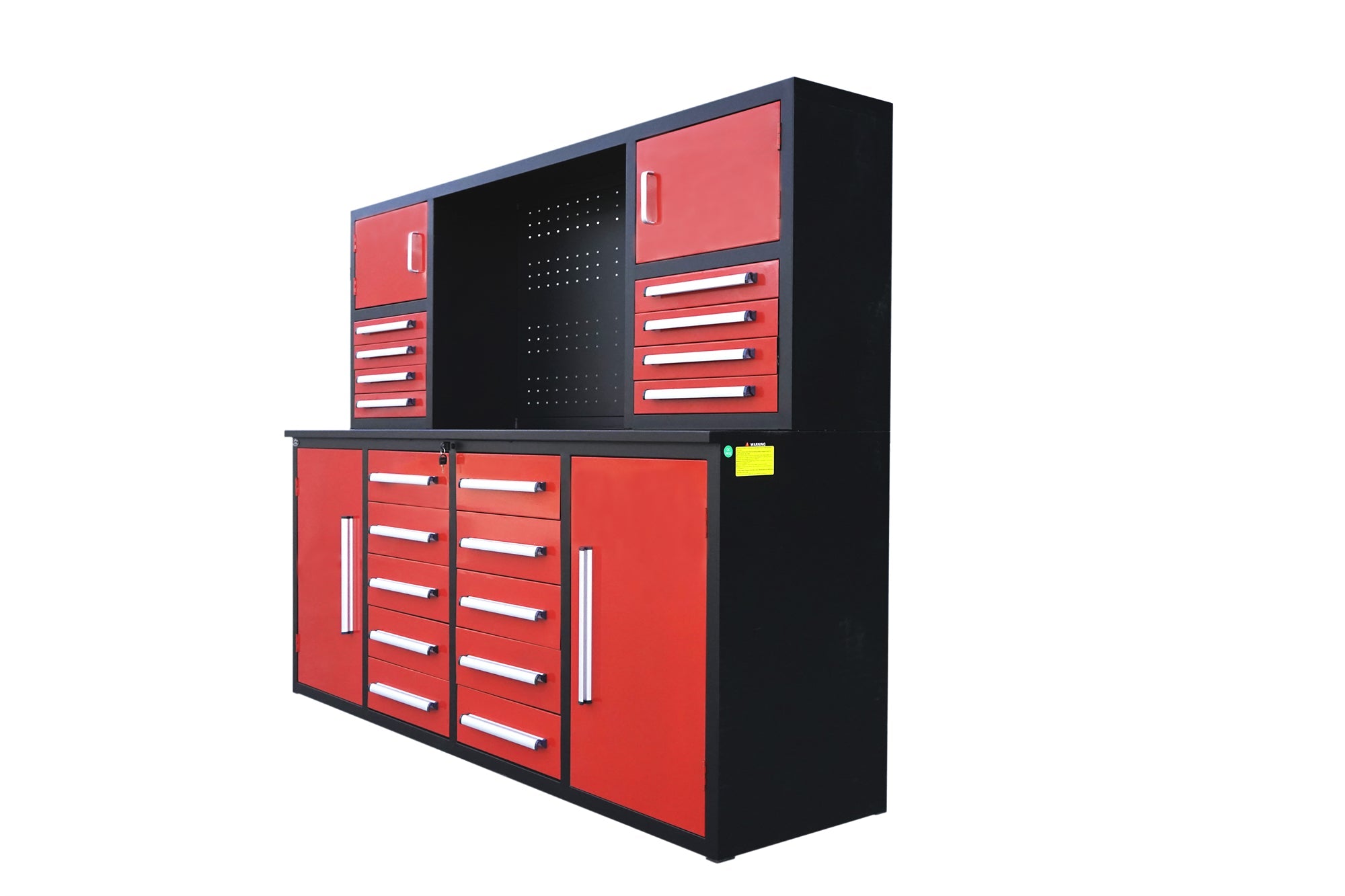 7' Garage Storage Cabinet with Workbench 18 Drawers#color_red