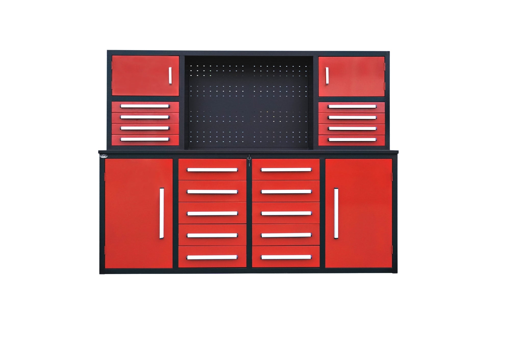 7' Garage Storage Cabinet with Workbench 18 Drawers#color_red