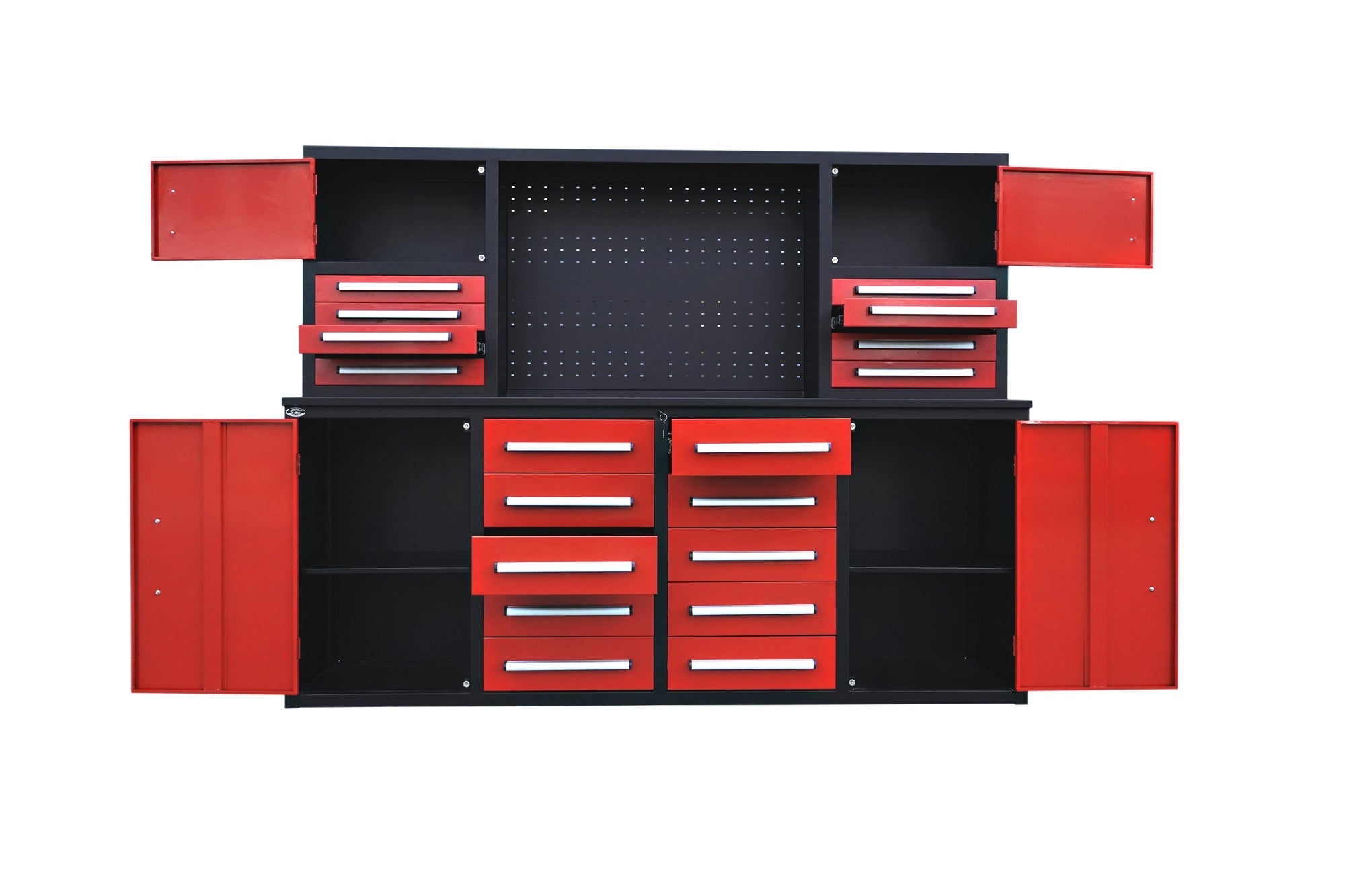 7' Garage Storage Cabinet with Workbench 18 Drawers#color_red