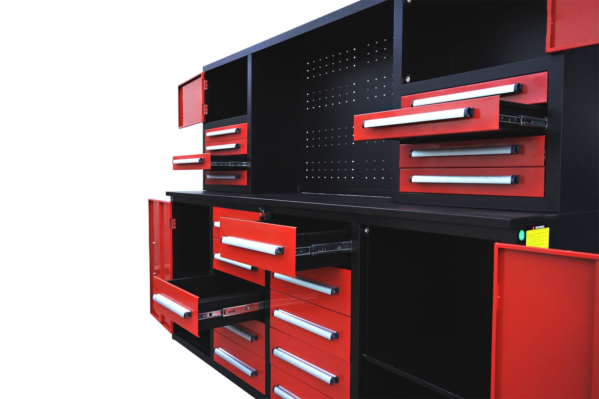 7' Garage Storage Cabinet with Workbench 18 Drawers#color_red