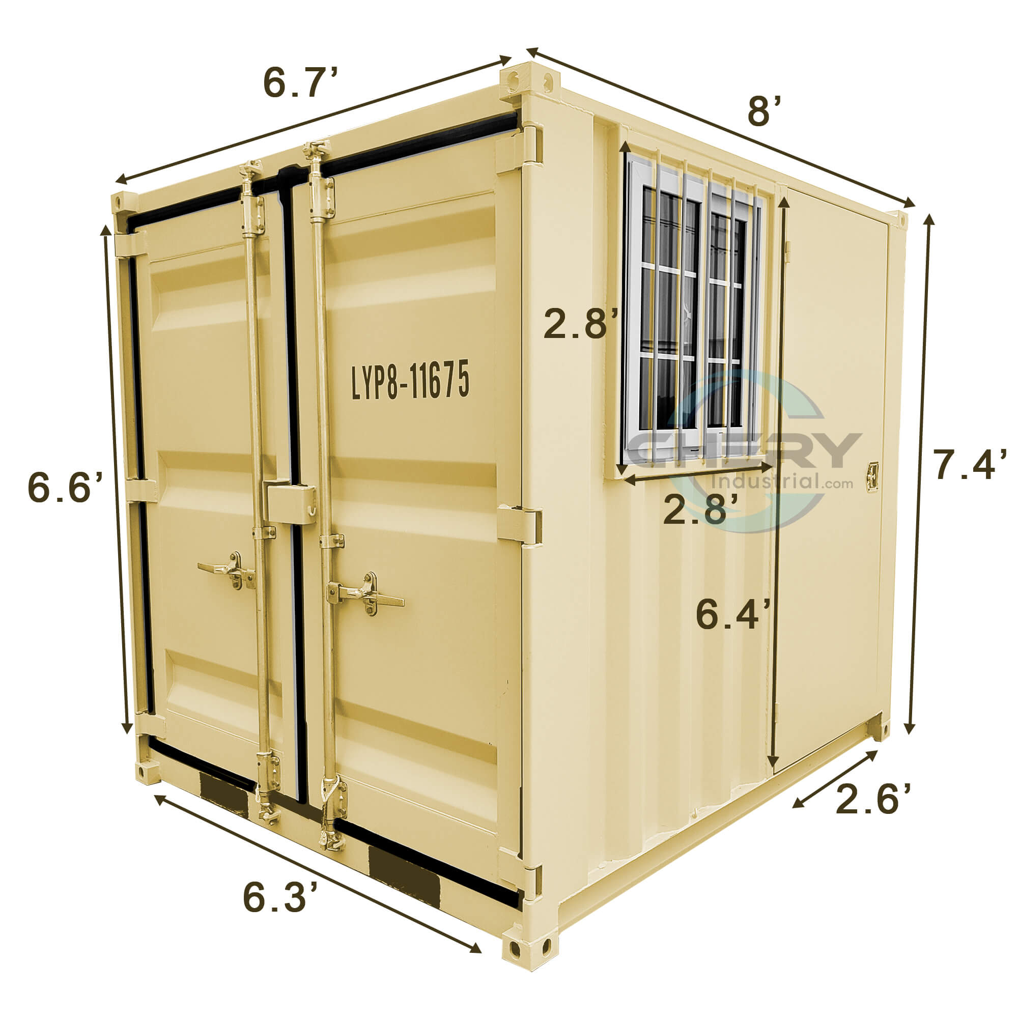 8ft Small Cubic Shipping Container#color_beige