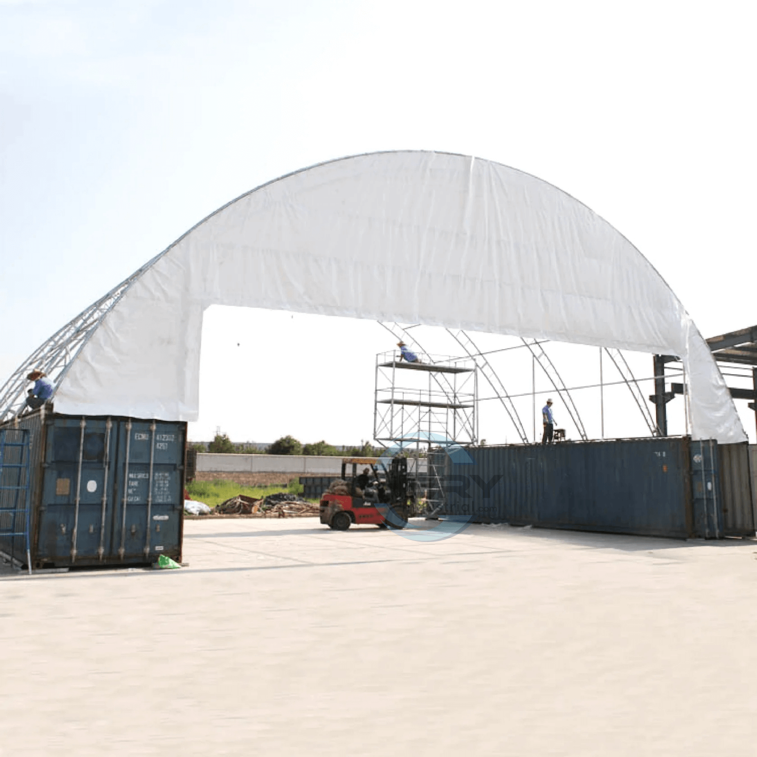 Double Truss Shipping Container Canopy Shelter 60'x40'x20'