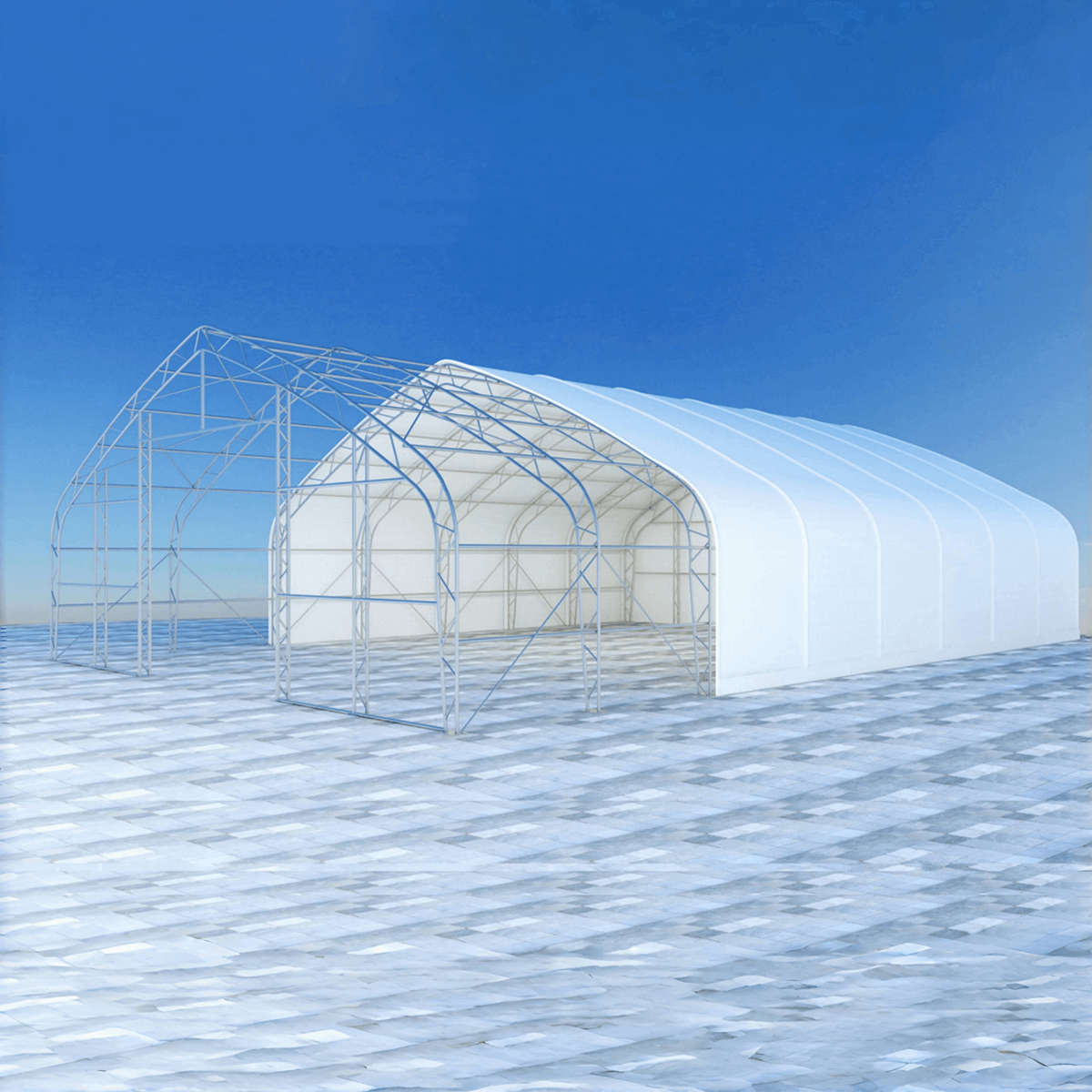 Double Truss Storage Shelter W40'xL64'xH23'