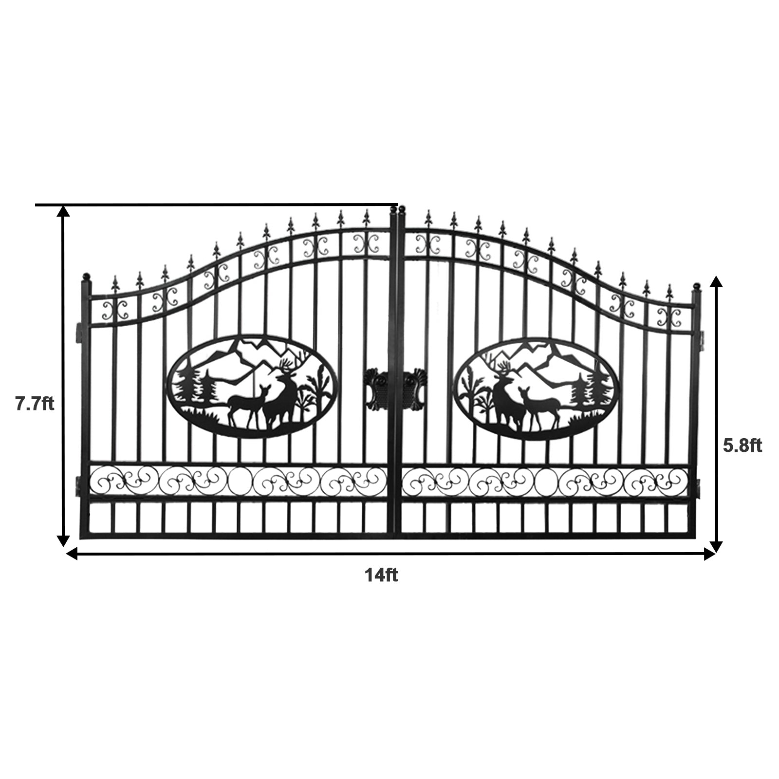 Greatbear Dual Swing Wrought Iron Gate for Driveway #size_14'