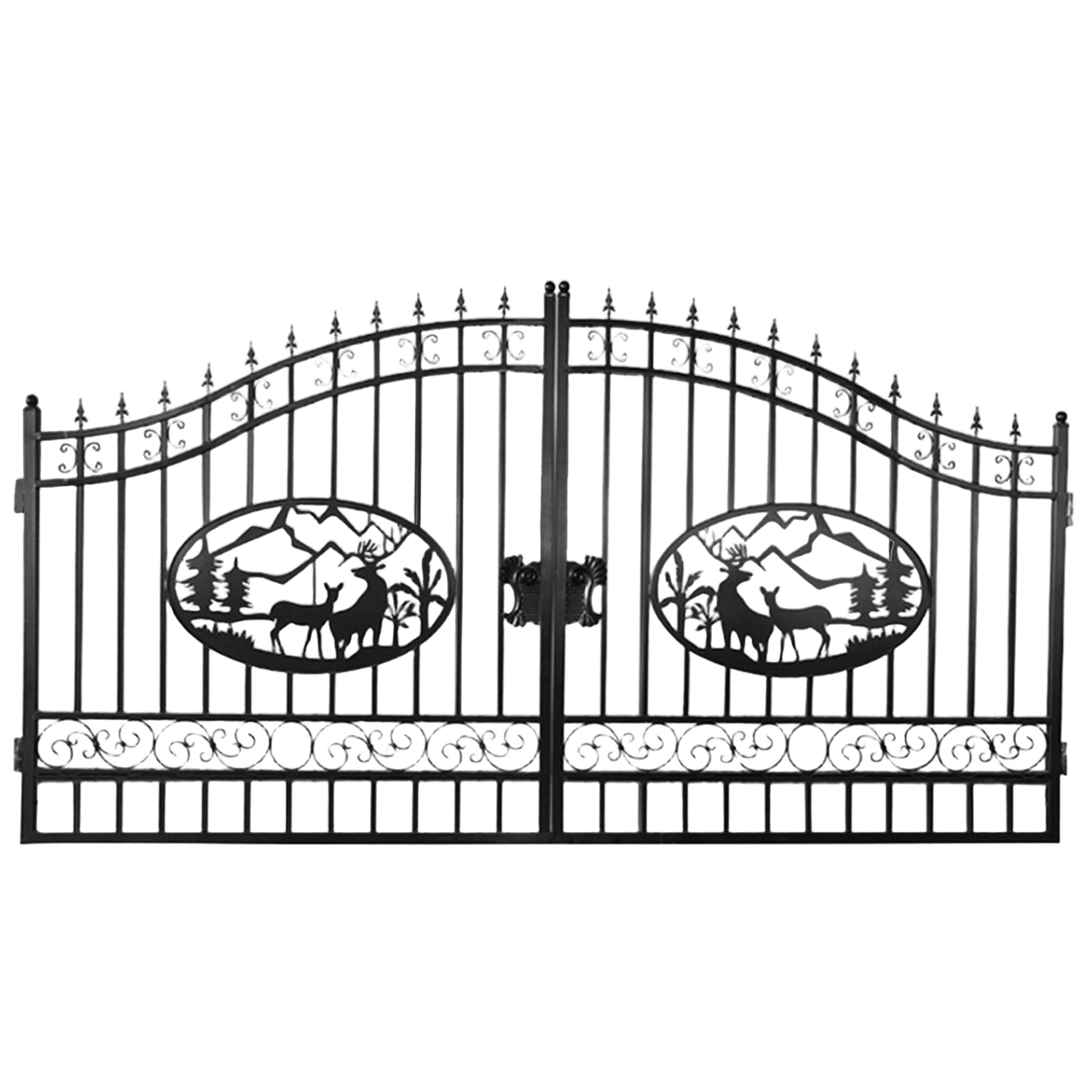 Greatbear Dual Swing Wrought Iron Gate for Driveway #size_14'