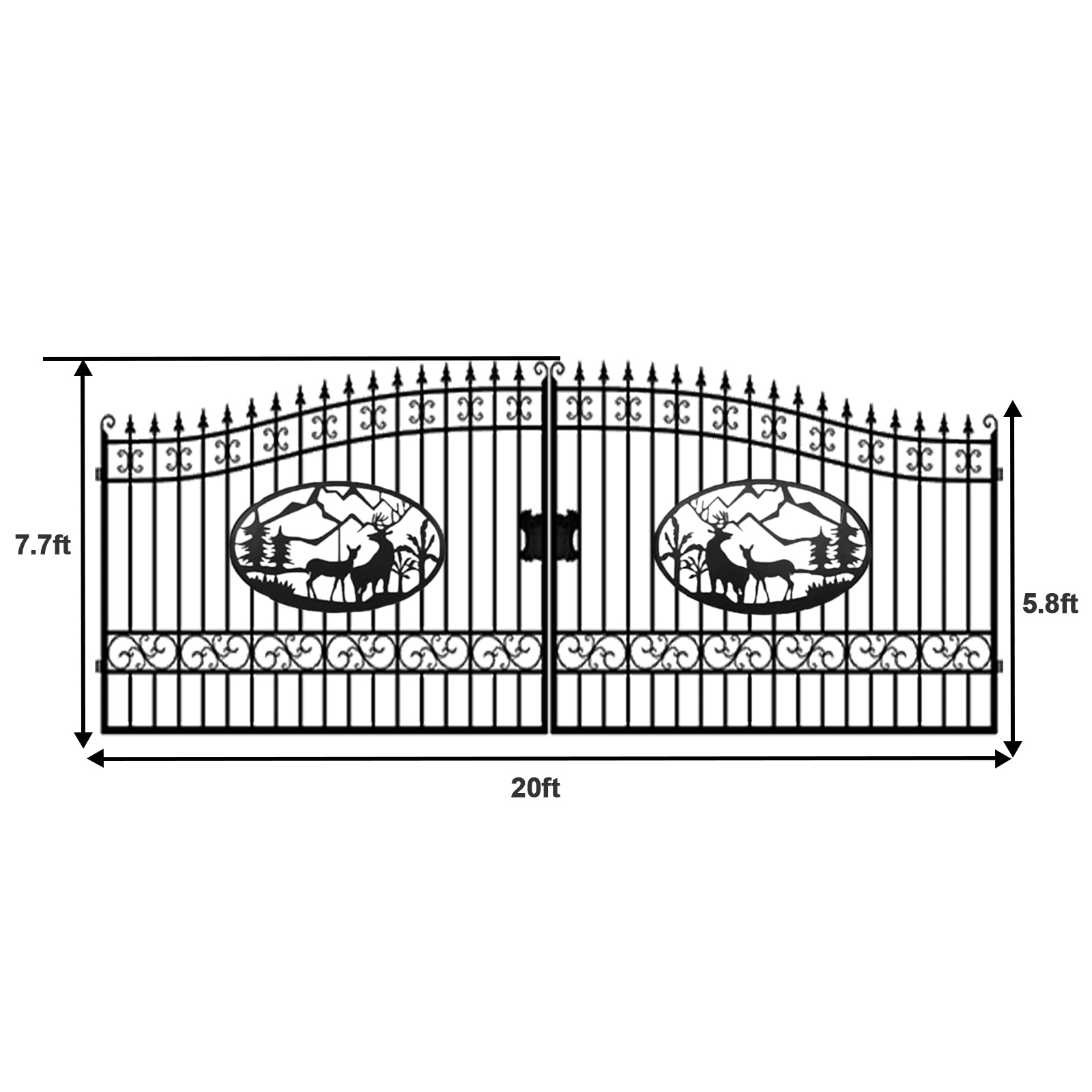 Greatbear Dual Swing Wrought Iron Gate for Driveway #size_20'