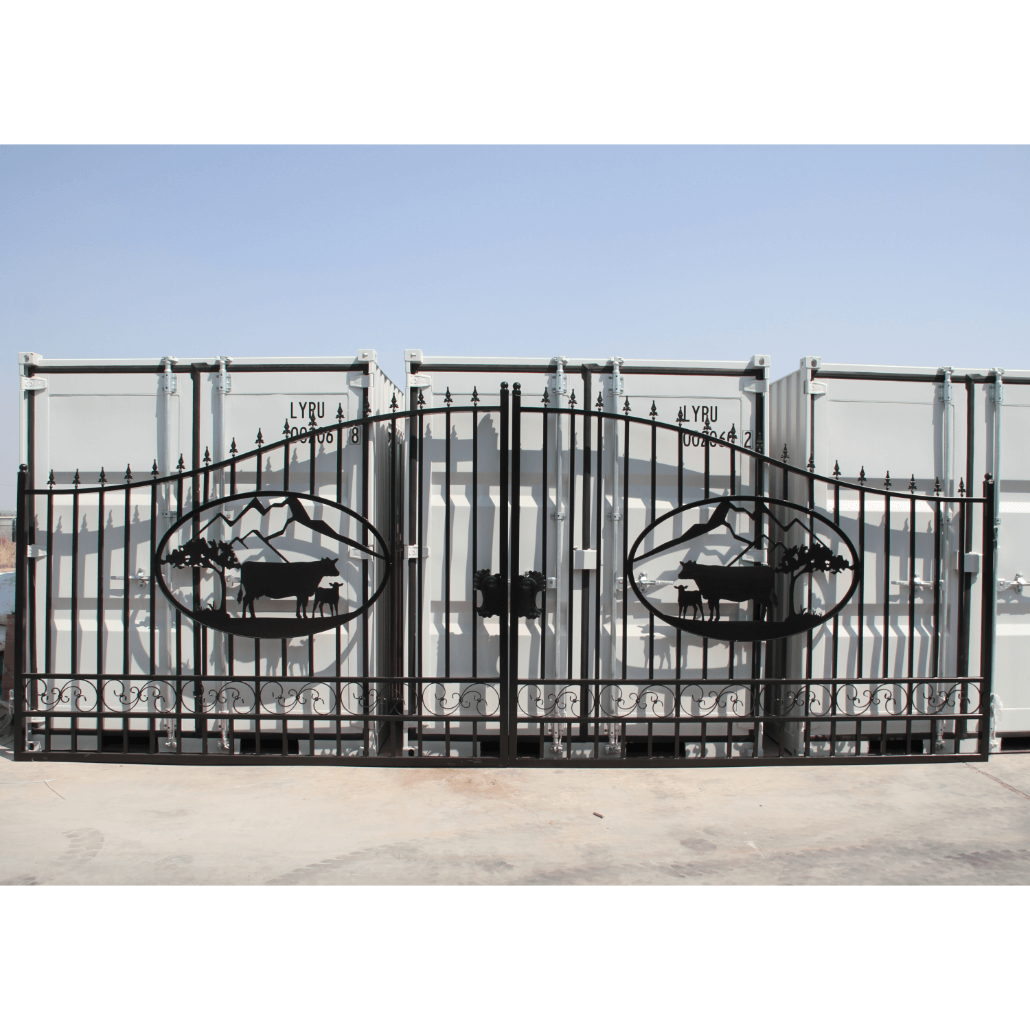 Greatbear Dual Swing Wrought Iron Gate for Driveway