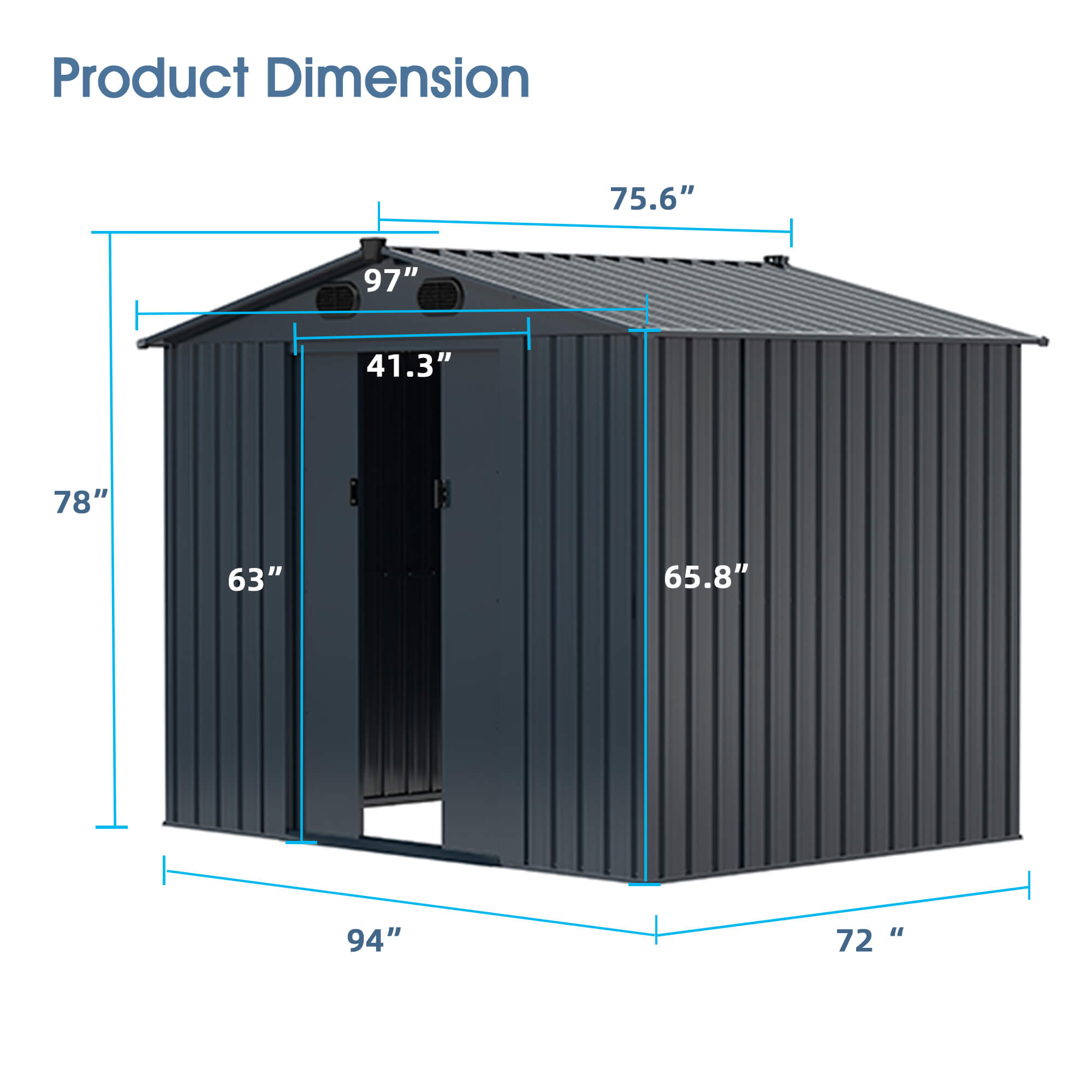 CHERY INDUSTRIAL Metal Storage Shed 8'x6'