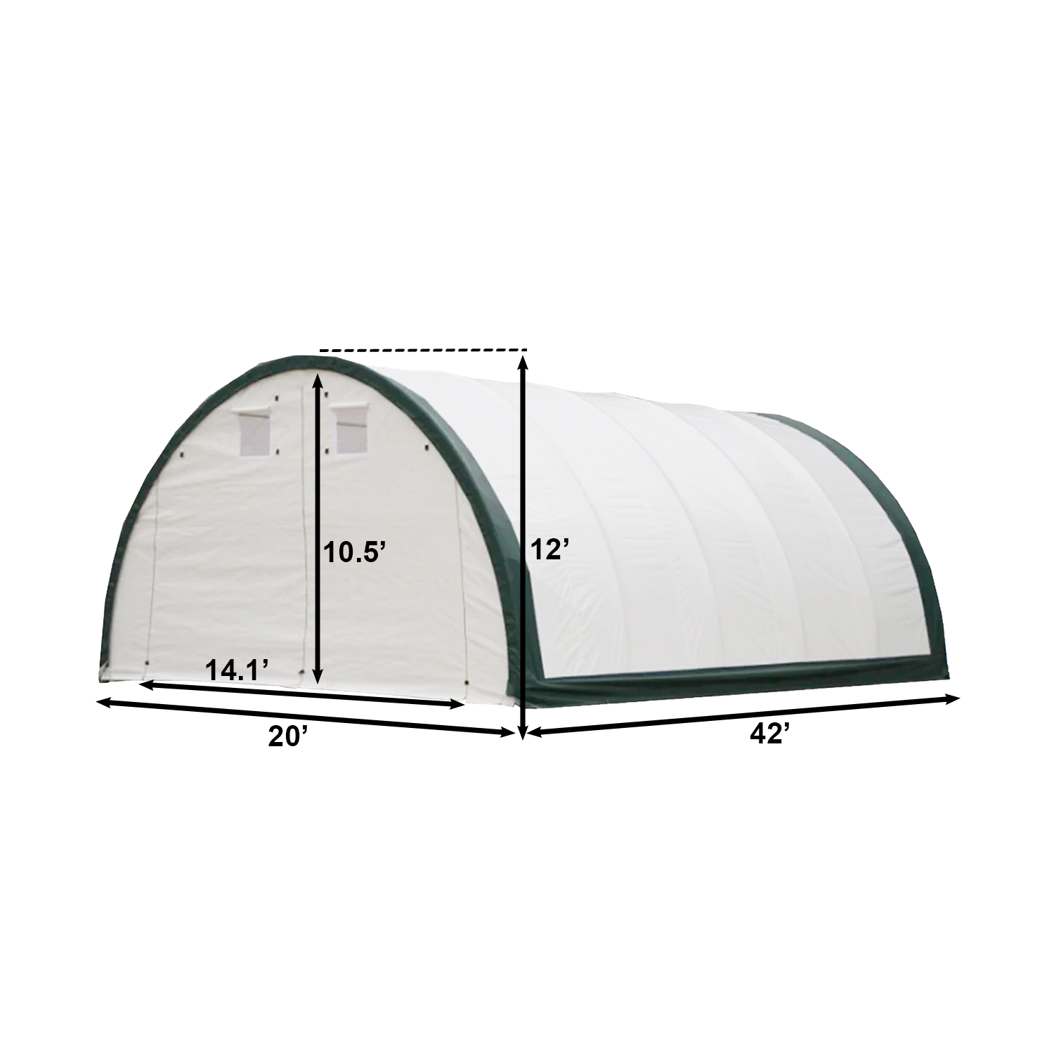 Single Truss Arch Storage Shelter W20'xL42'xH12' Spec